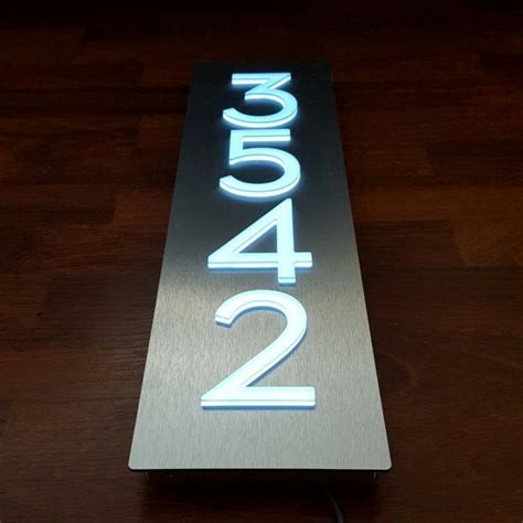 Glowsigns Bespoke Led House Number Sign Vertical 4 Numbers Black
