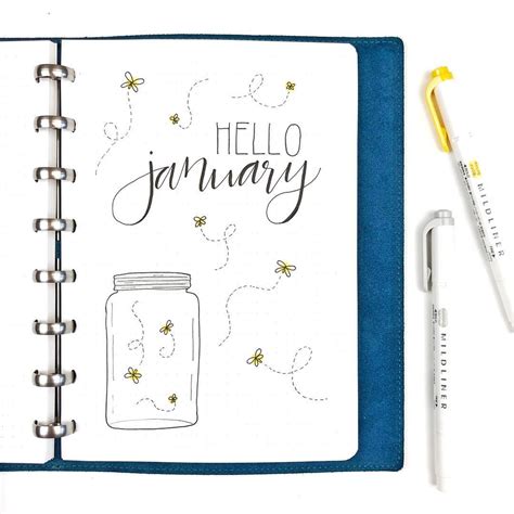 Amazing January Month Bullet Journal A4 Dotted Positive Affirmations
