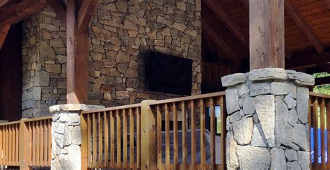 Rustic Veneer Stone Cabin Outdoor Fireplace Highland Scotch Fieldstone