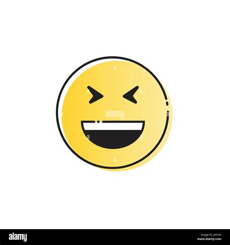 Yellow Smiling Cartoon Face Laugh Positive People Emotion Open Mouth