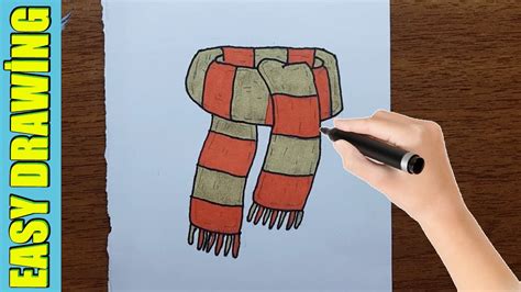 How To Draw A Winter Scarf Dress Step By Step Scarf Drawing Easy