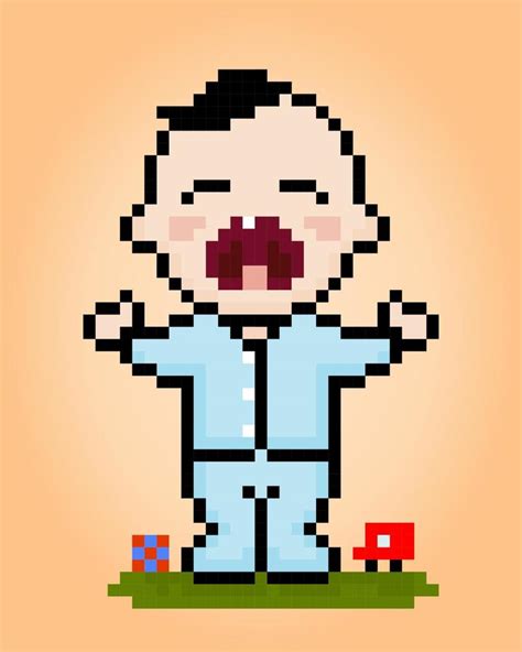 Pixel Baby Boy Is Crying Vector Illustration Of Cute Babies 11458139