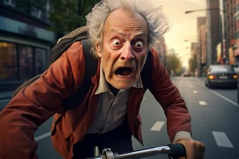 Premium Ai Image Elderly Man Facing City Traffic With Fearful Look