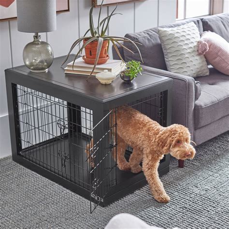 Frisco Double Door Furniture Style Dog Crate Black Intermediate 36