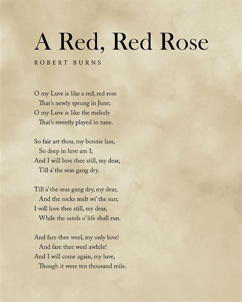 A Red Red Rose Robert Burns Poem Literature Typewriter Print 2
