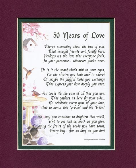 Genies Poems 50th Wedding Anniversary Poem T Present 50th