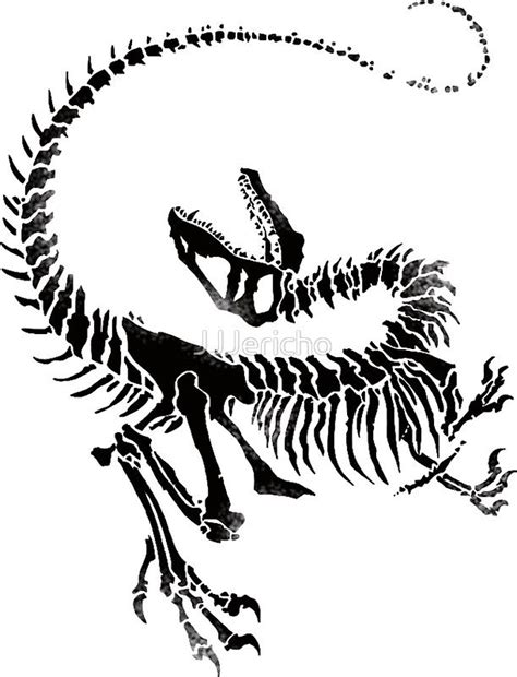 Velociraptor Skeleton Print Sticker By Jjjericho In 2021 Dinosaur