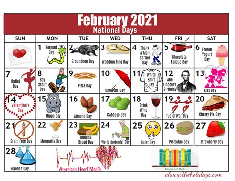 Free November Holiday National Food Holiday Printout 2021 Calendar