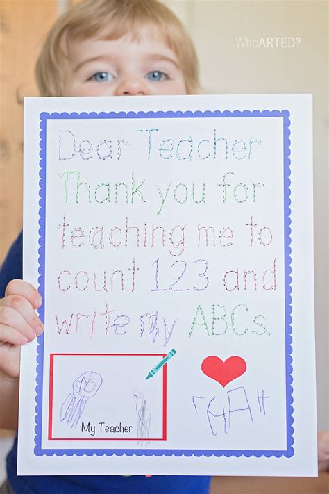 Traceable Teacher Appreciation Thank You Printable Who Arted