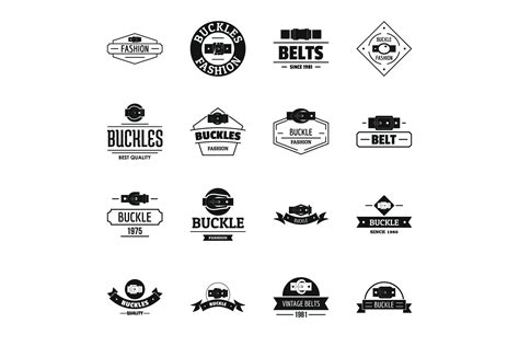 Belt Buckle Logo Icons Set Simple Style Graphic By Ylivdesign