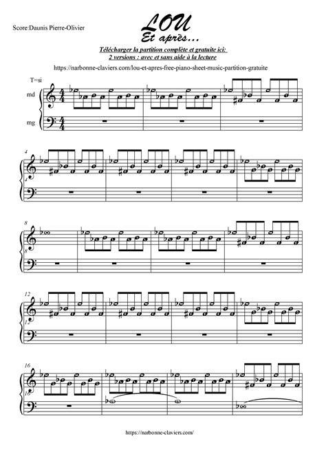 Lou Et Apr S Free Piano Sheet Music Partition Gratuite Partition De
