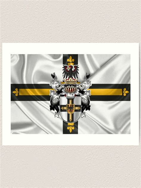 teutonic order coat of arms over flag art print by captain7 redbubble