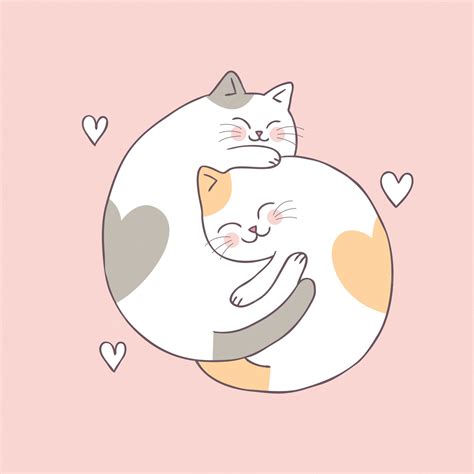 Premium Vector Cartoon Cute Valentines Day Couple Cats Vector