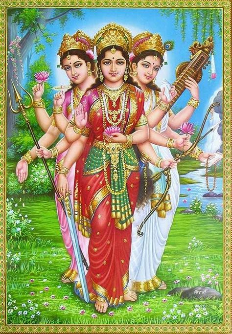 Parvati Lakshmi And Saraswati Shakti Goddess Saraswati Goddess