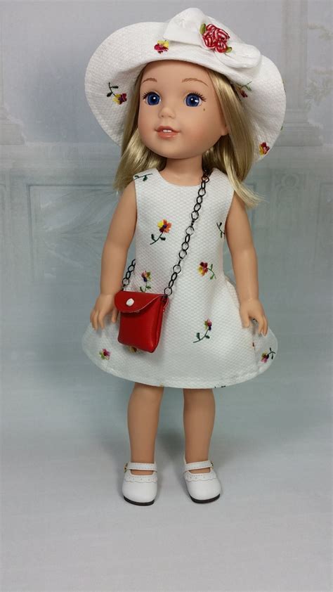 Doll Clothing Wellie Wisher Embroidered Pique Dress With Etsy