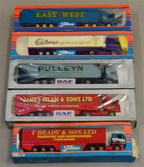 Five Tekno Holland 150 Scale Diecast Model Lorries Pulleyn Cadbury