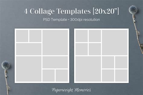 4 20x20 Psd Photo Collage Templates S211 By Paperweight Memories