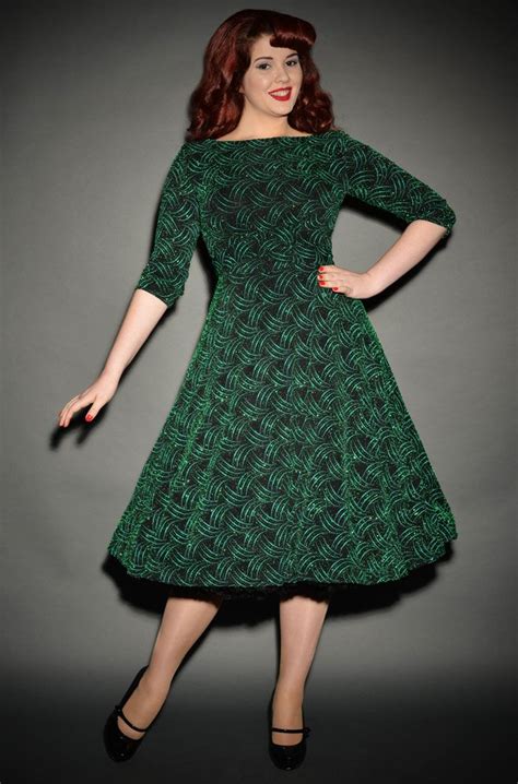 Dazzle Vintage Style Sparkling Green Swing Dress At Deadly Is The Female