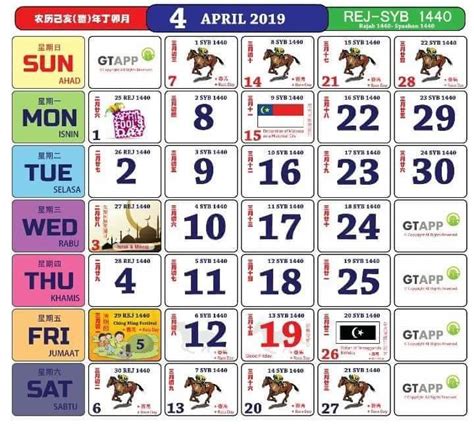 Kalendar Kuda 2019 April Free To Download And Print