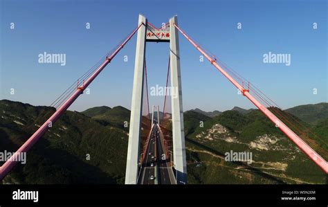 Cars Drive On The Qingshui River Bridge Which Is Third Highest