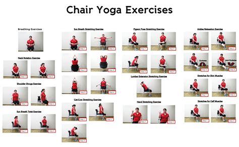 A Series Of Photos Showing How To Do Chair Yoga Exercises For The Lower
