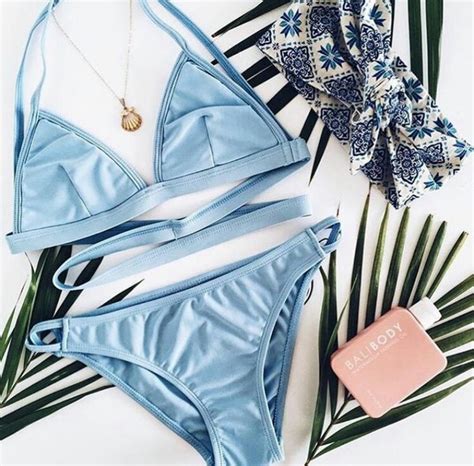 Swimwear Light Blue Bikini Blue Bikini Strappy Bikini Pastel