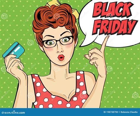 Black Friday Banner With Pin Up Girl Retro Style Stock Vector