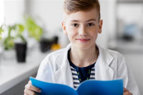 The Boy Is Studying Biology Stock Photo Image Of Male White 49396964