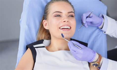 Beautiful Girl In The Dental Chair On The Examination At The De Stock Image Image Of Beautiful