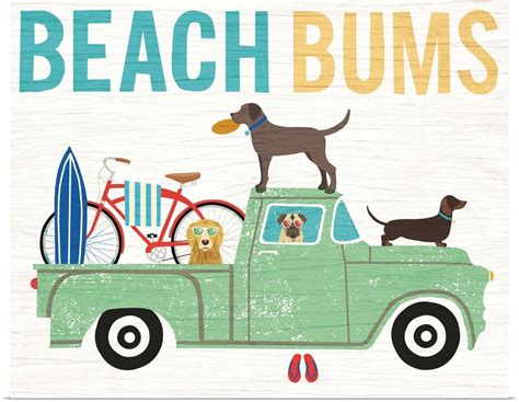 Poster Print Beach Bums Truck I Ebay