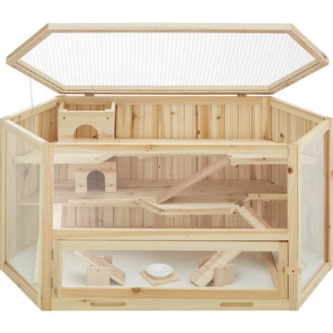 A sound pump also ensures that the water is circulating well. Hamster cage made of wood 115x60x58cm - gerbil cage ...