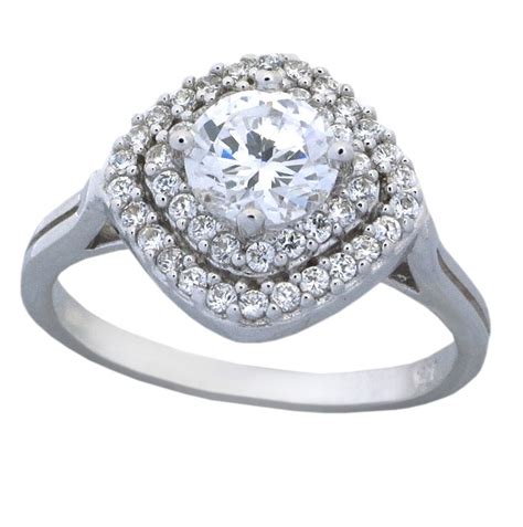 2 Carat Round Cubic Zirconia Round Halo Engagement Ring In Silver Jeenjewels