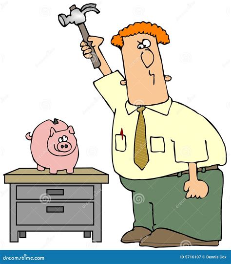 Breaking the Piggy Bank stock illustration. Illustration of break - 5716107