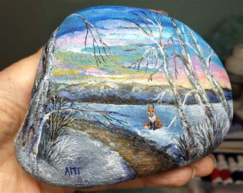 Acrylic On River Rock Rock Art Rock Painting Patterns Painted Rocks