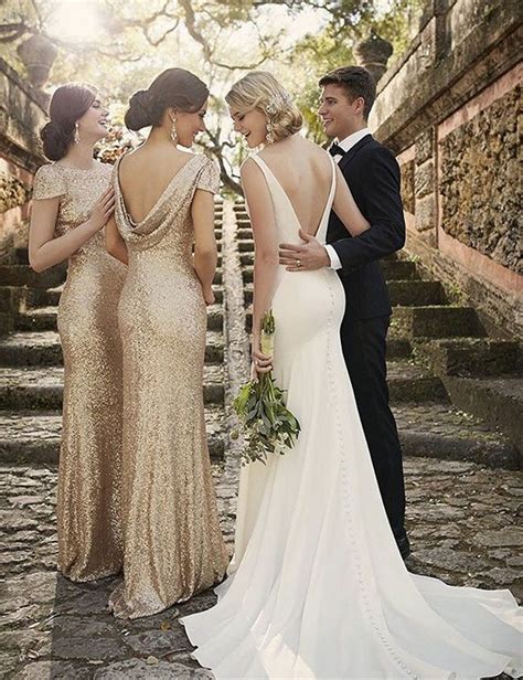 2017 Hot Luxury Dresses Rose Gold Sequins Bridesmaid