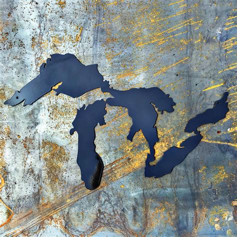 Great Lakes Metal Wall Art Michigan Art Lake Michigan Etsy Uk