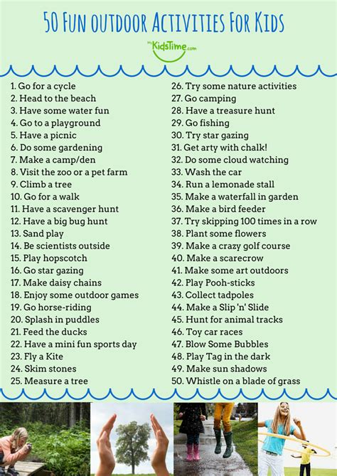 50 Fun Outdoor Activities For Kids Checklist
