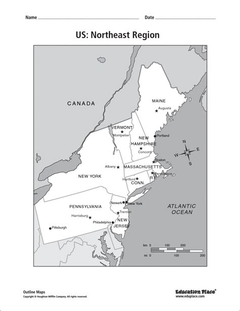 Printable Blank Map Of The Northeast Region Of The United States