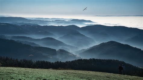 Mountains Panorama Landscape Scenic Black Forest Germany Fog