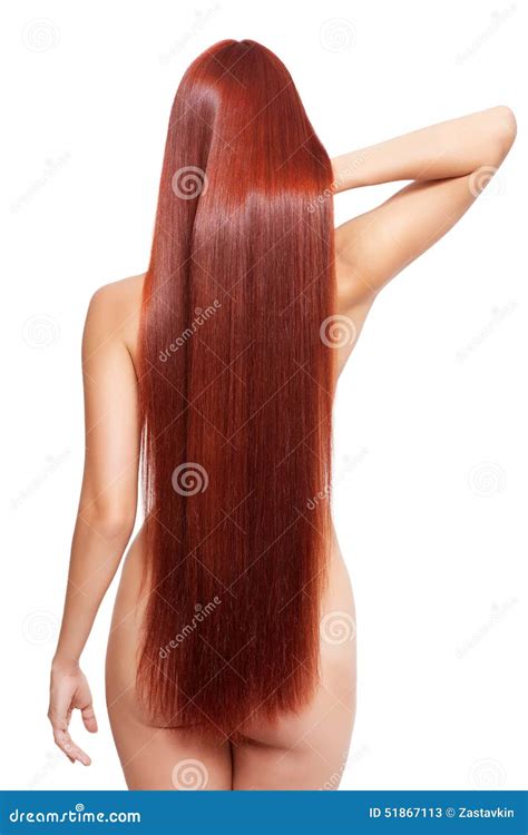 Nackte Frau Mit Dem Langen Roten Haar Stockbild Bild Von Karosserie