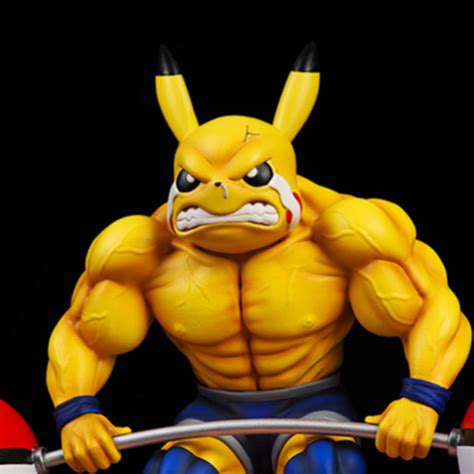 Estatua Pikachu Pokebolas Musculoso Fitness Academia Pokemon 15cm