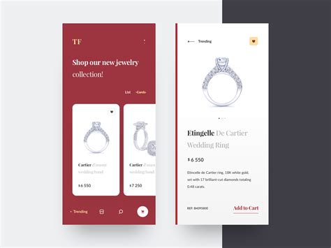 An App For Jewelry Stores With Rings On The Front And Back Pages Both
