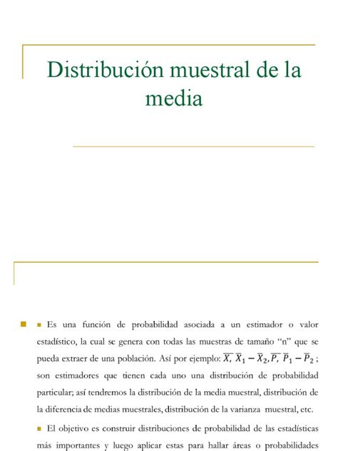 Distribuciones Muestrales 2 Clase Upao Pdf Media Distribución