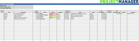 Sample Change Log Template Free Excel Download Projectmanager Change