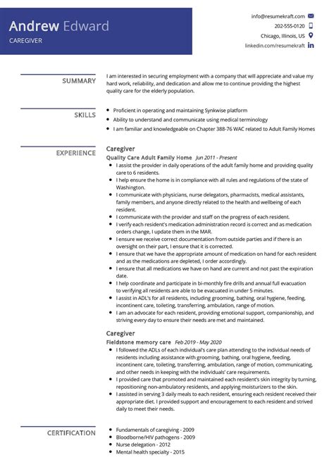 Infographics Caregiver Resume