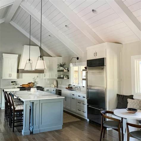 Sloped Shiplap Ceiling With Pendant Lights Soul And Lane
