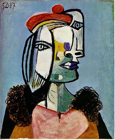 Picasso 1930 Woman In Red Pom Pom Hat Cubist Portraits Picasso