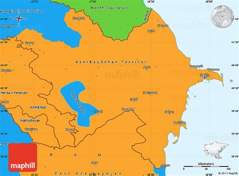 Political Simple Map of Azerbaijan