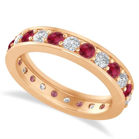 Diamond And Ruby Eternity Wedding Band 14k Rose Gold 144ct Ad6515