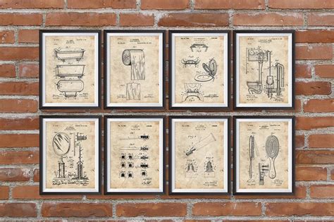 SET of 8 Bathroom Patents Prints Bathroom Prints Bathroom | Etsy | Prints, Patent prints ...